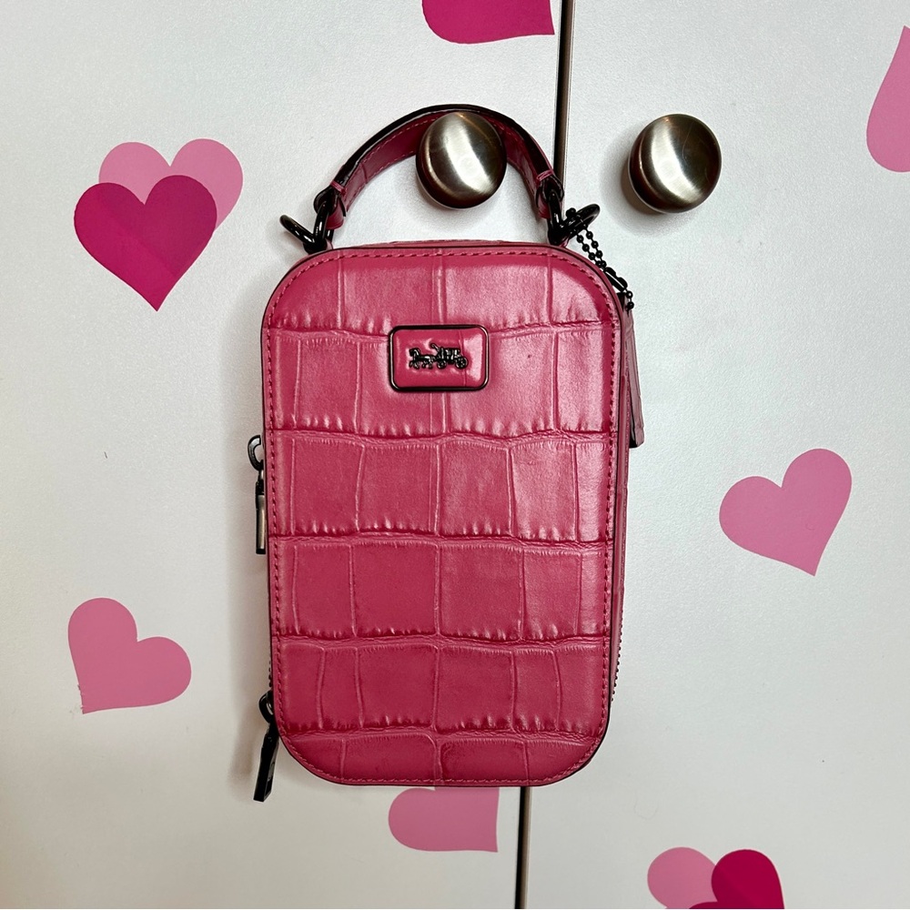 Coach croc embossed Alie leather crossbody camera bag
